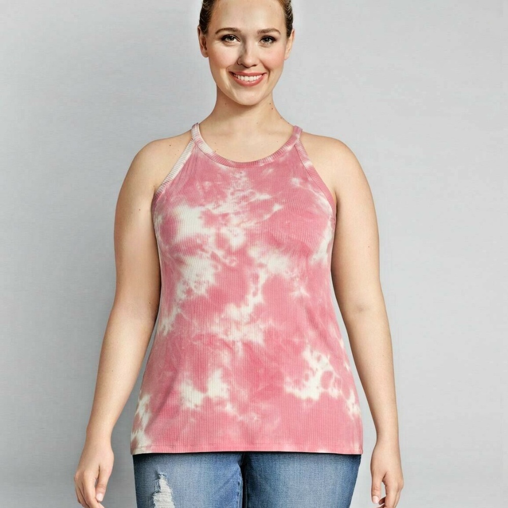 Lane Bryant High Neck Ribbed Tie Dye Tank Size 18/20